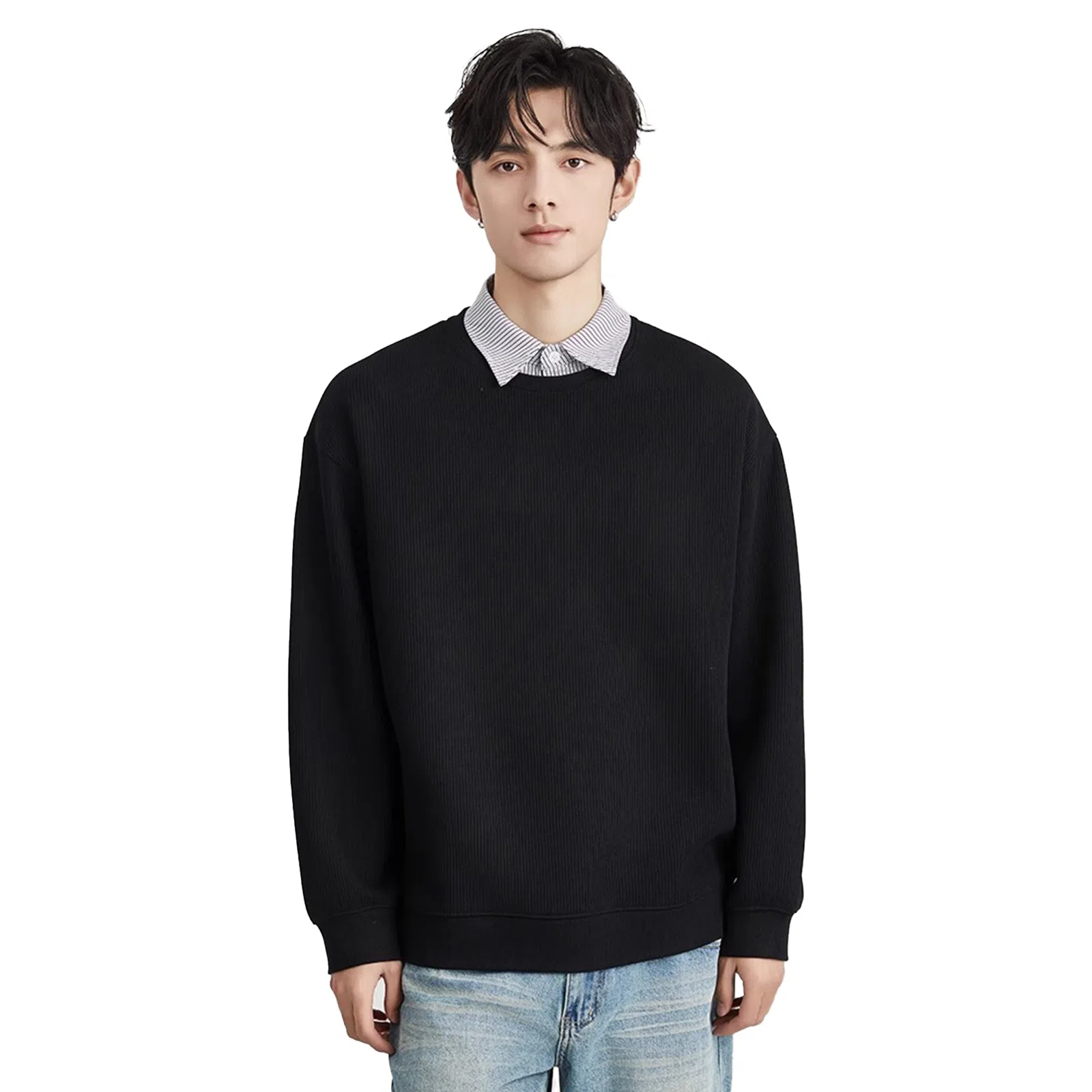 独驰 假两件翻领设计感套头卫衣 男款