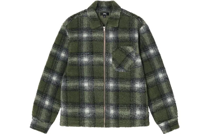 Stussy Shadow Plaid Sherpa Zip Shirt