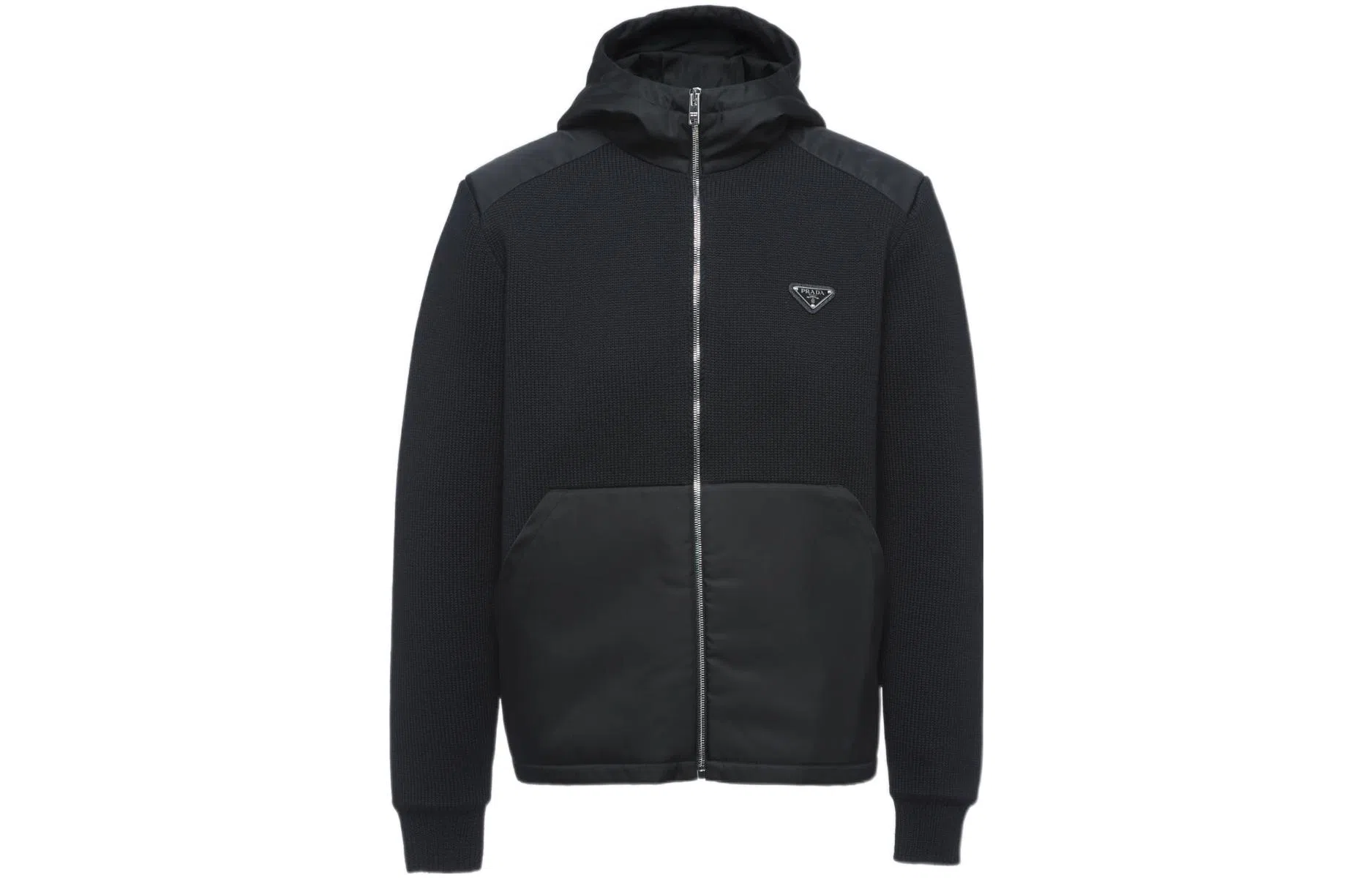 Prada FW22 Colorblock Zip Hoodie Jacket Black