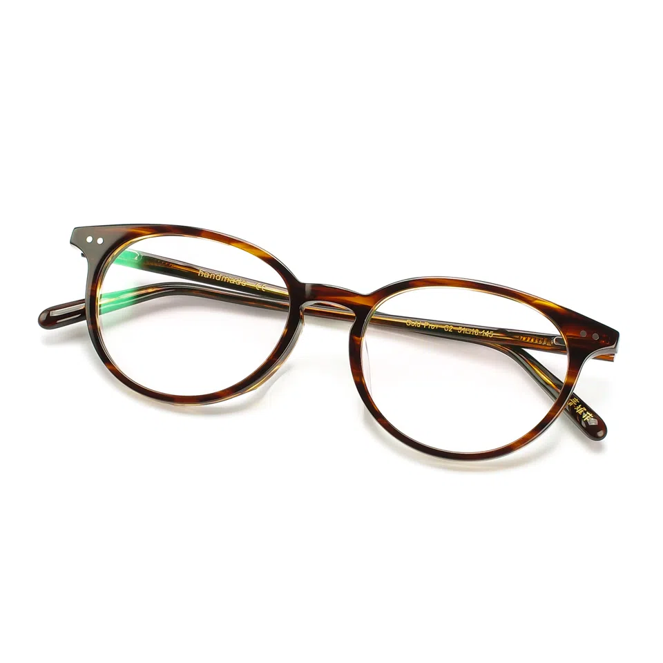 青雉作 日杂高级感扁梨形黑框日式细边猫眼小框复古镜框 弹簧腿不夹头轻量化 板材镜架 椭圆形 光学镜架 男女同款情侣款 深玳瑁色 黑色