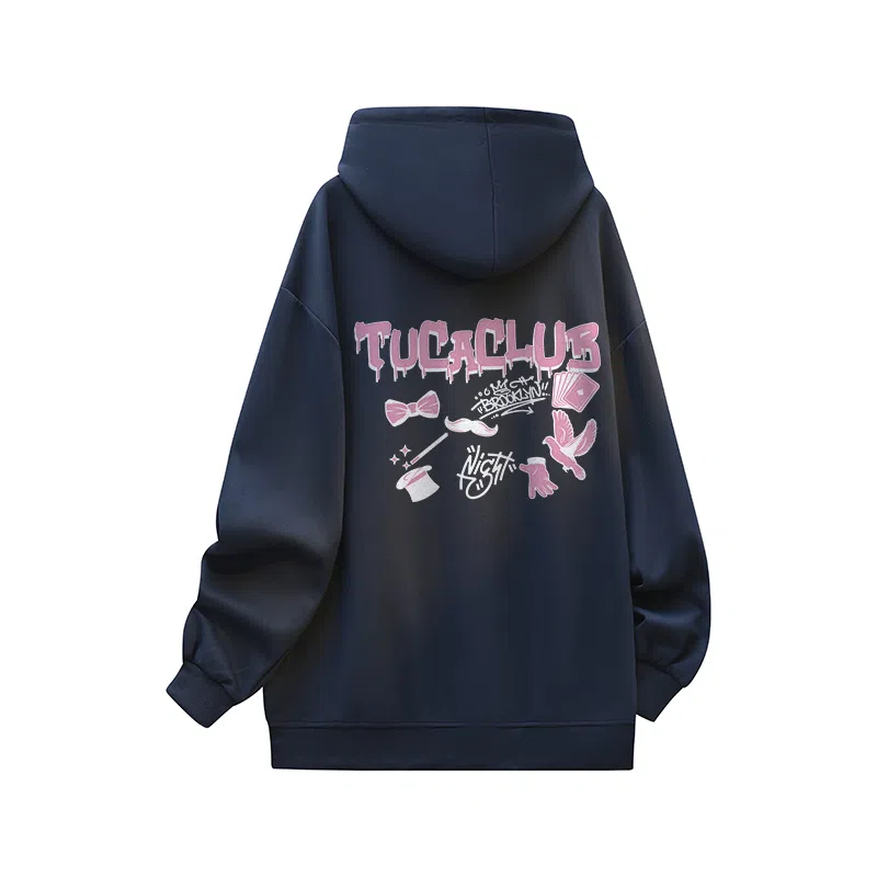 啄木鸟 美式潮流基础款背后印花宽松休闲连帽长袖卫衣 男女同款