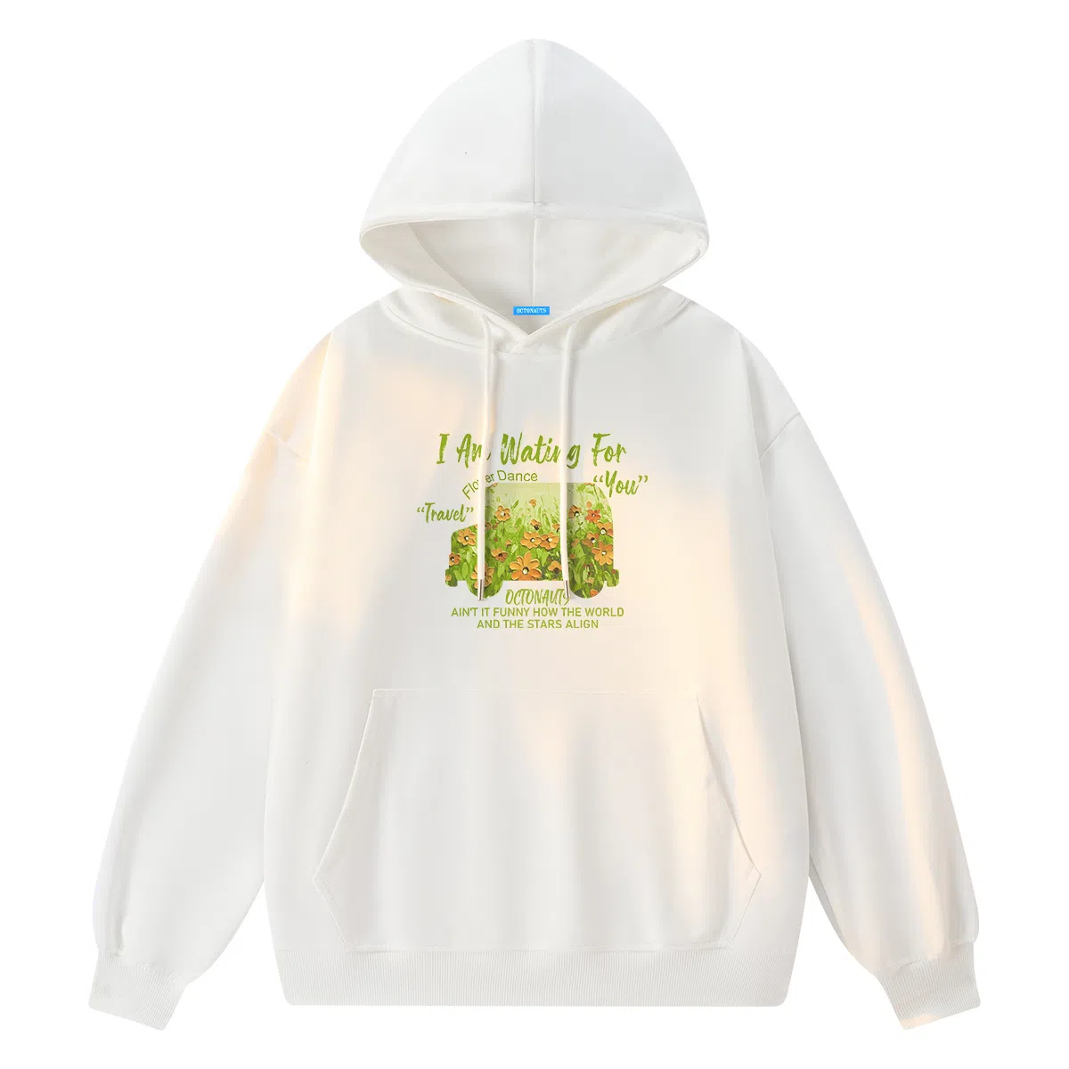 海底小纵队 美式高街复古油画创意花卉个性字母印花简约基础款重磅舒适百搭宽松休闲时尚高级感套头落肩校园风长袖卫衣 男女同款