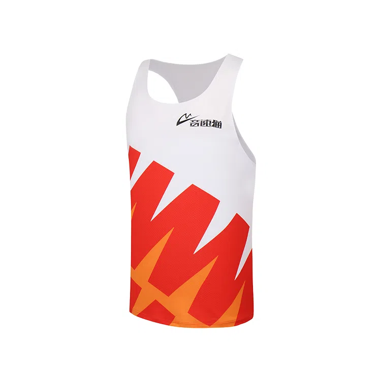 音速猫 印花字母圆领舒适透气百搭休闲背心 男女同款 白橙
