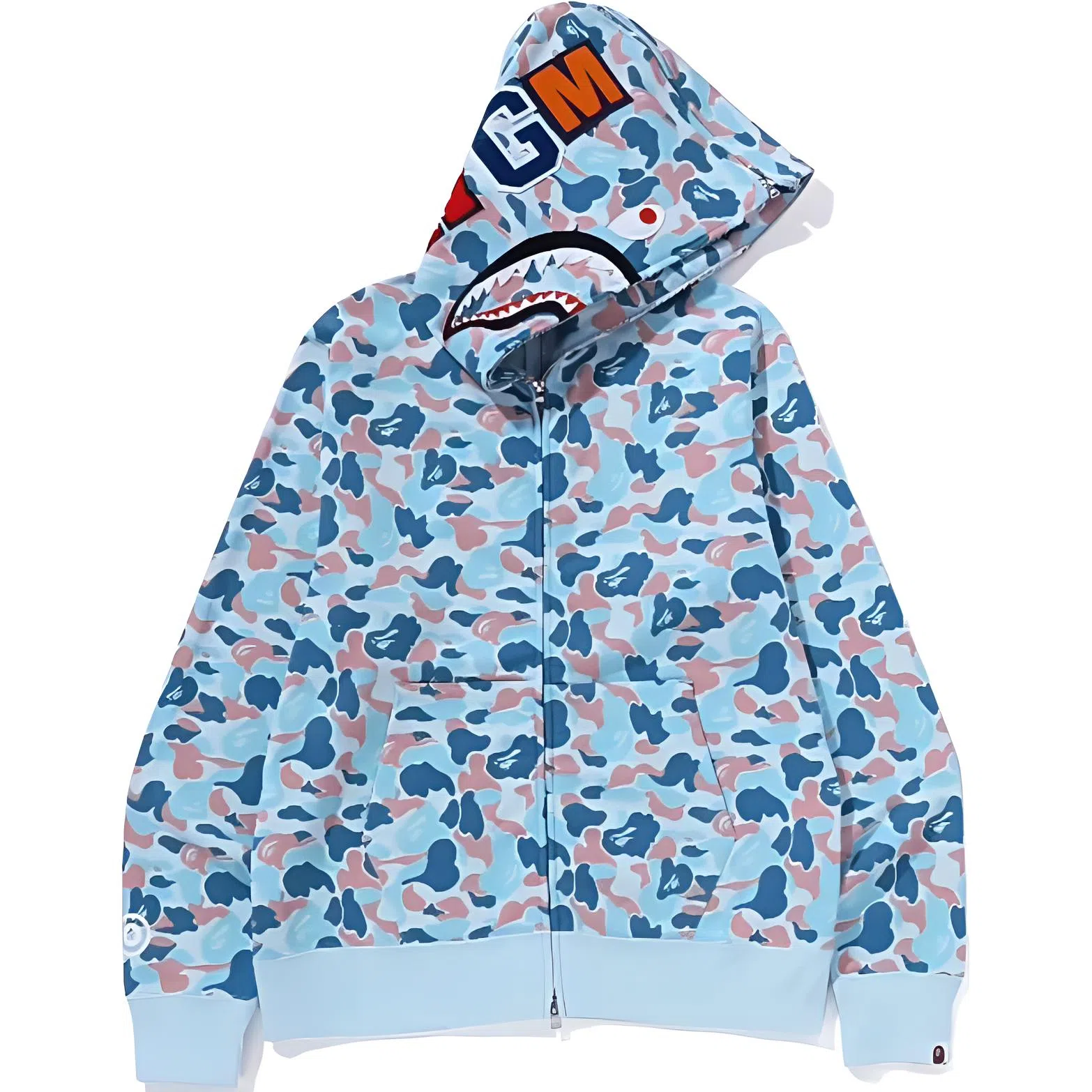BAPE Shark Logo Hoodie Light Blue