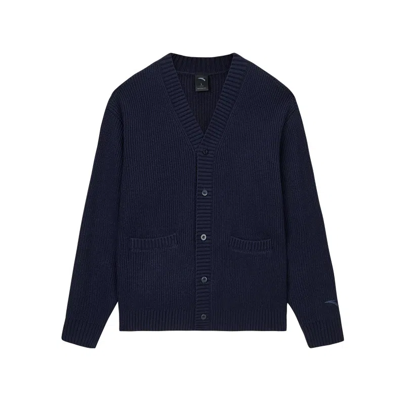 Anta Lifestyle V-Neck Knit Cardigan Midnight Blue