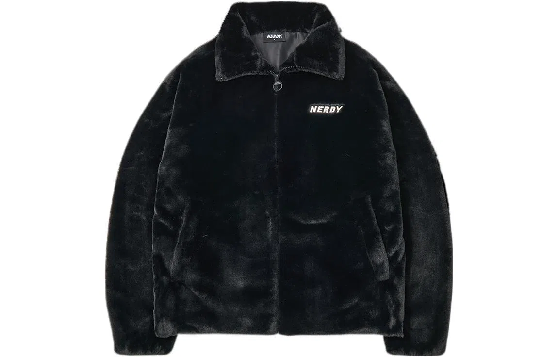 NERDY FW22 Logo Print Zip Jacket Black