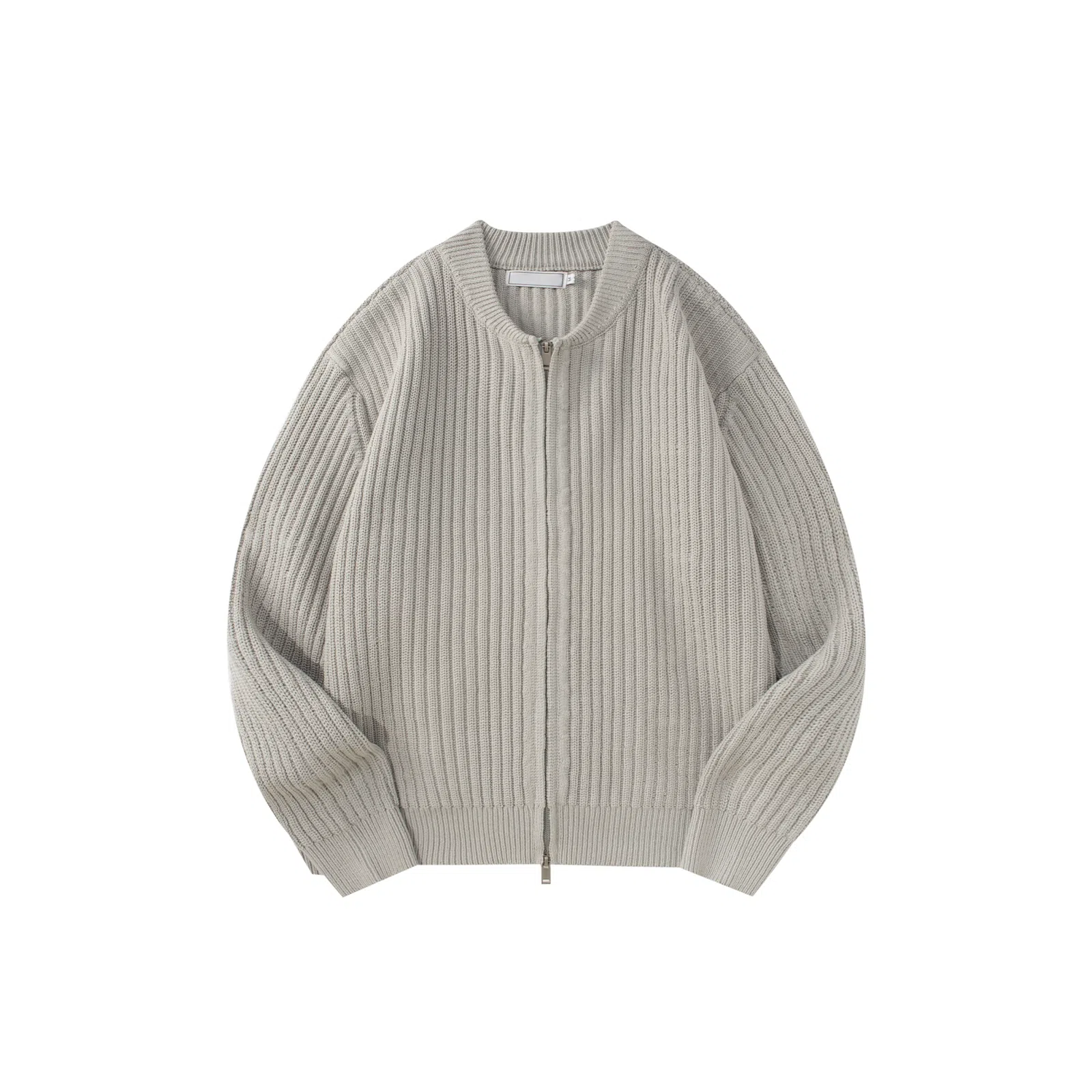 我是大卫 拉链开衫韩版宽松纯色圆领百搭针织衫 男女同款