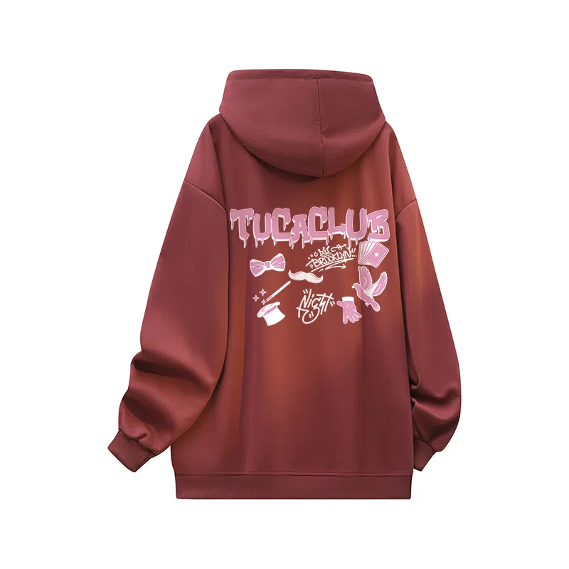 啄木鸟 美式潮流基础款背后印花宽松休闲连帽长袖卫衣 男女同款