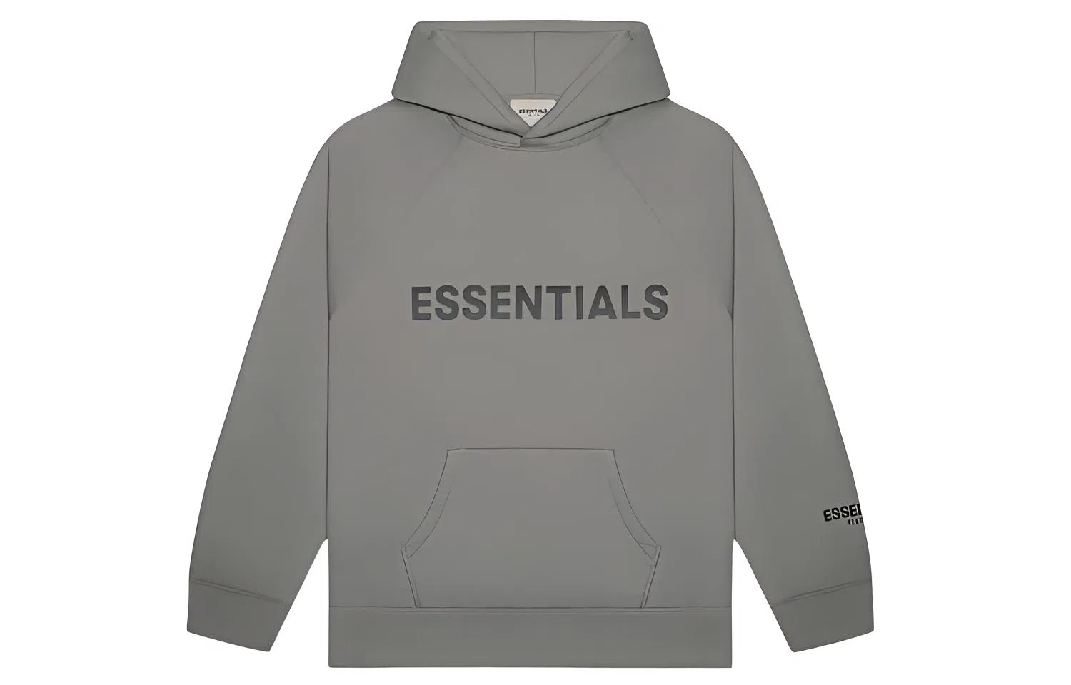 Fear of God Essentials FW20 3D Silicon Applique Pullover Hoodie Charcoal Cement Logo