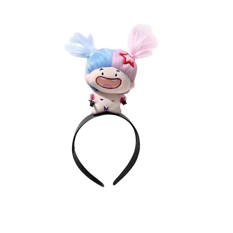 丹琴 发疯娃娃搞怪头箍卡通毛绒公仔缺牙巴棉花娃娃薅头发洗脸 亚克力 发箍 女款