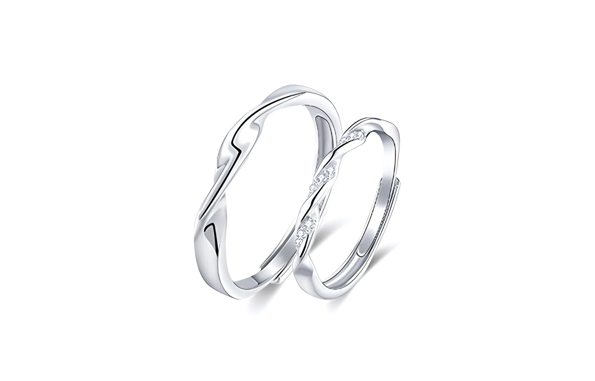 牧言 简约小众高级感 莫比乌斯交织缠绕对戒可调节指环 共度爱河情侣戒指 男女同款情侣款