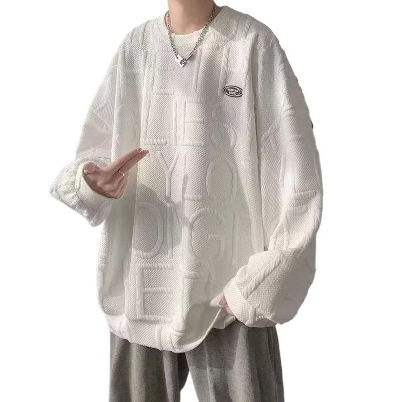 玉儿恋 纯色宽松圆领落肩套头长袖卫衣 男女同款