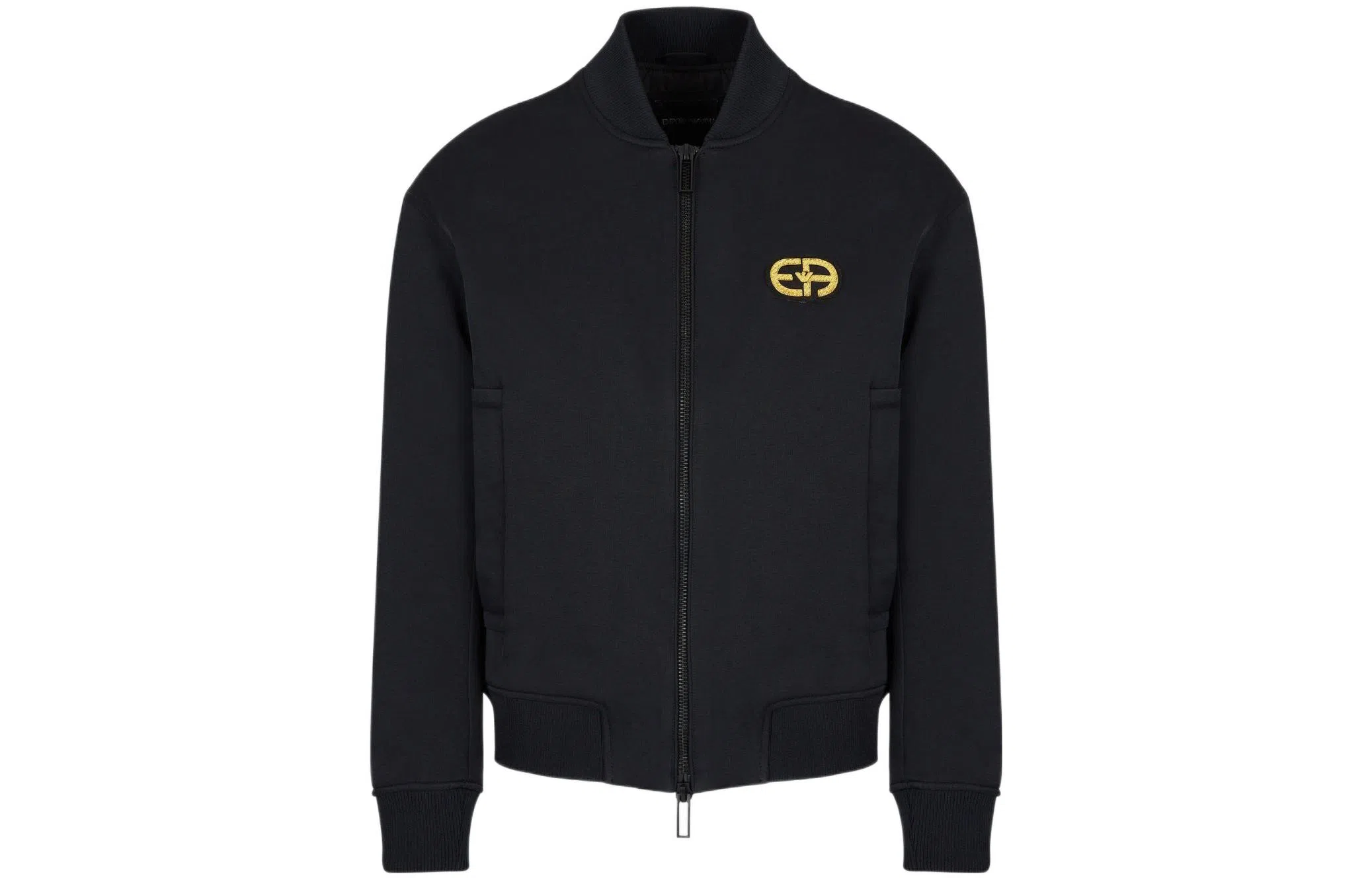 Emporio Armani SS22 Patch Zip Flight Jacket Black