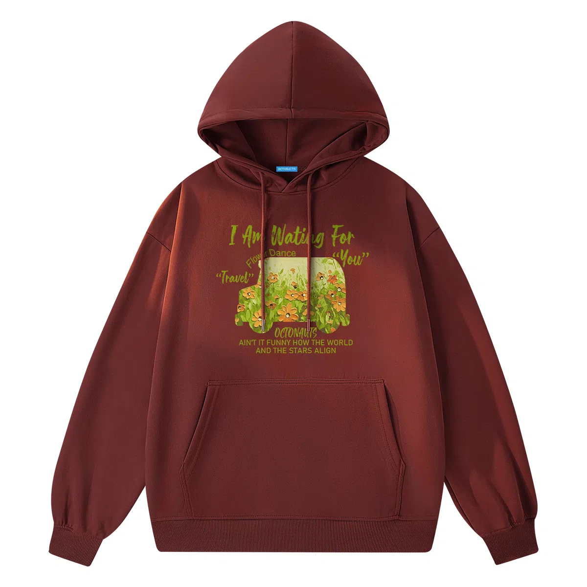 海底小纵队 美式高街复古油画创意花卉个性字母印花简约基础款重磅舒适百搭宽松休闲时尚高级感套头落肩校园风长袖卫衣 男女同款