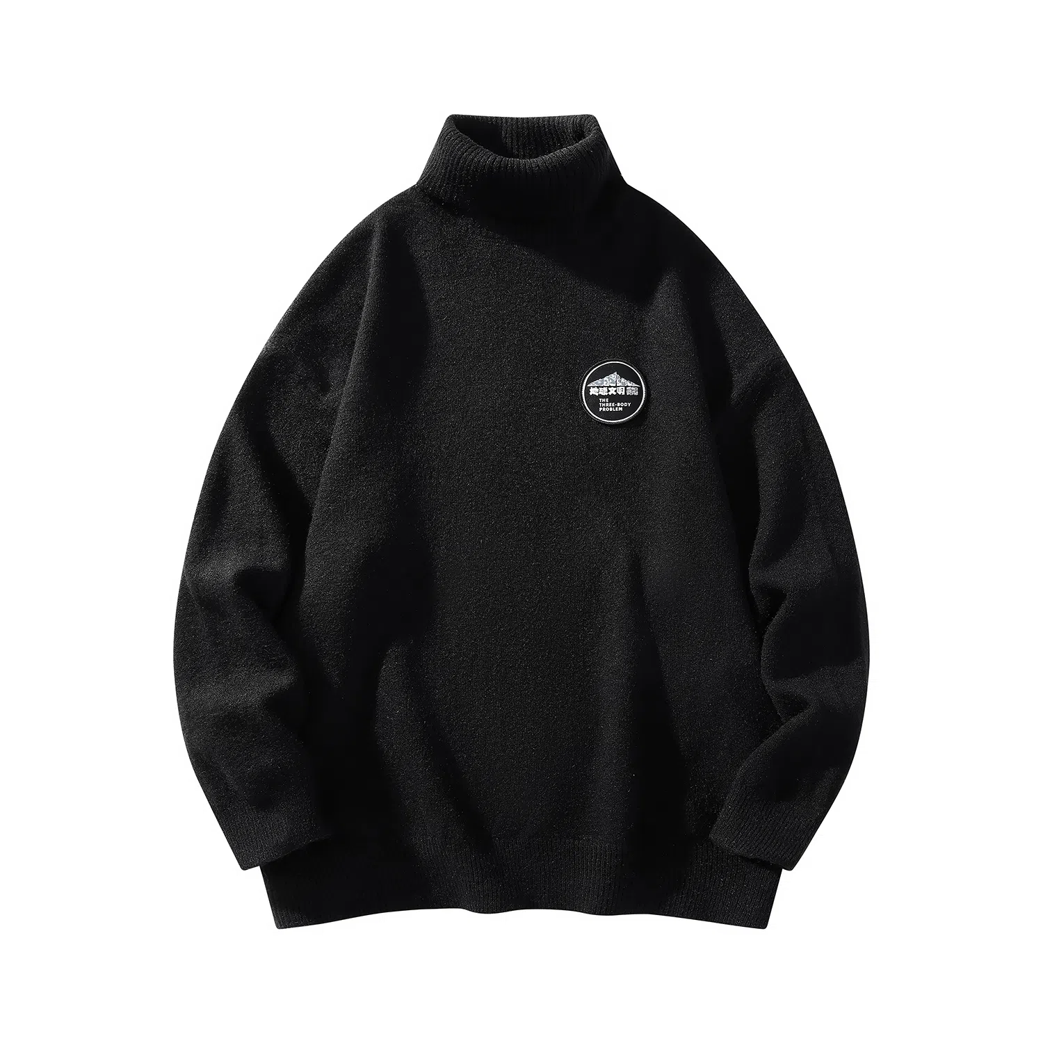 三体 地球文明系列 简约基础款字母印花绣标纯色保暖加厚柔软舒适高领套头百搭宽松内搭外穿学生多巴胺日常通勤针织衫 男女同款