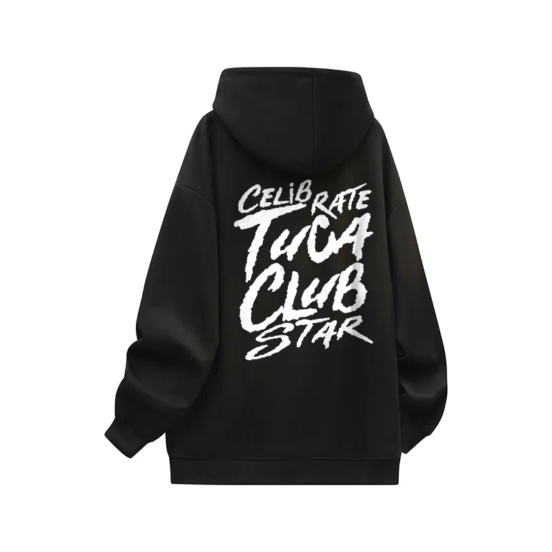 啄木鸟 美式高街复古背面印花休闲宽松卫衣 男女同款 黑色