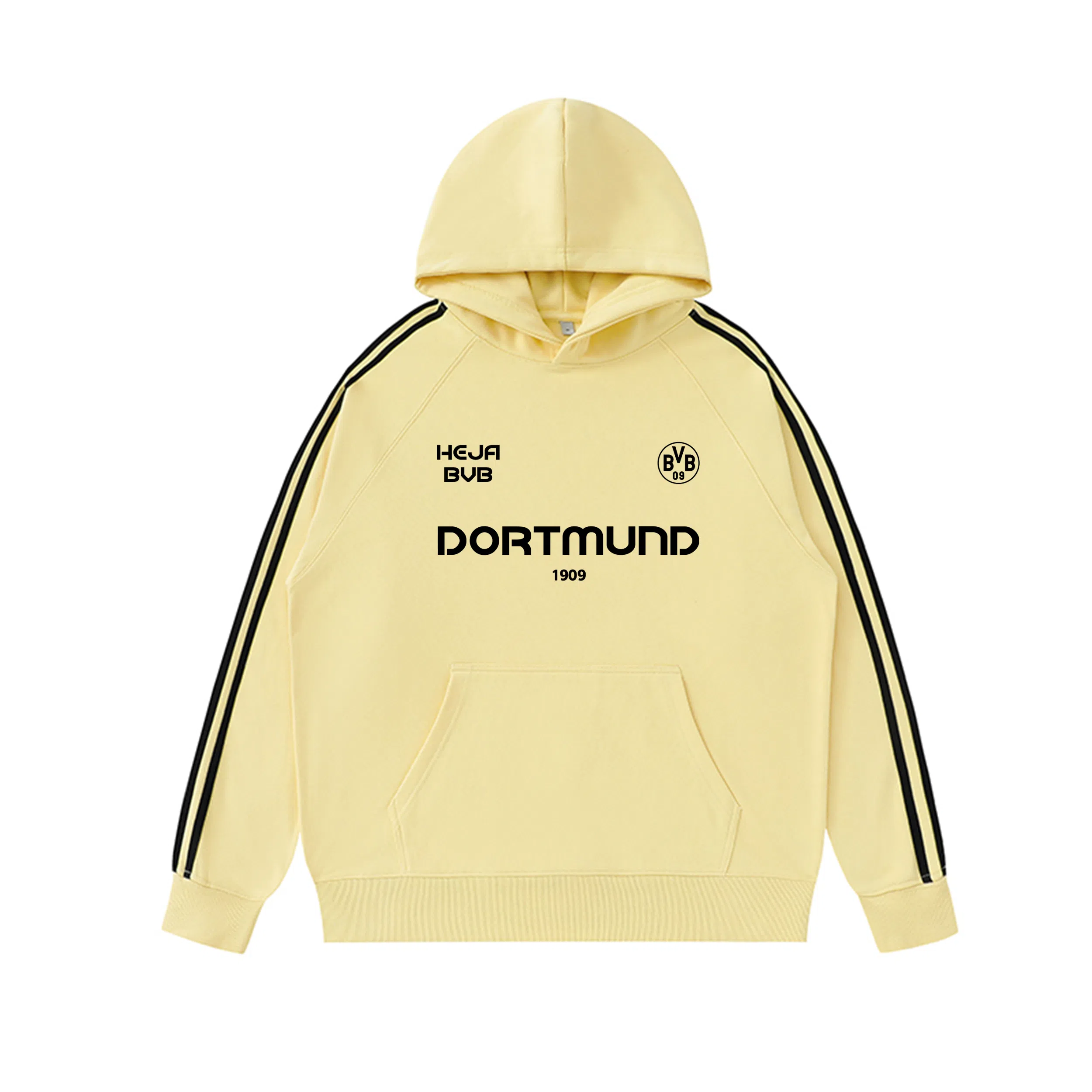 普鲁士多特蒙德 重磅美式高街风品牌字母印花侧边条纹撞色宽松运动休闲长袖连帽卫衣 男女同款