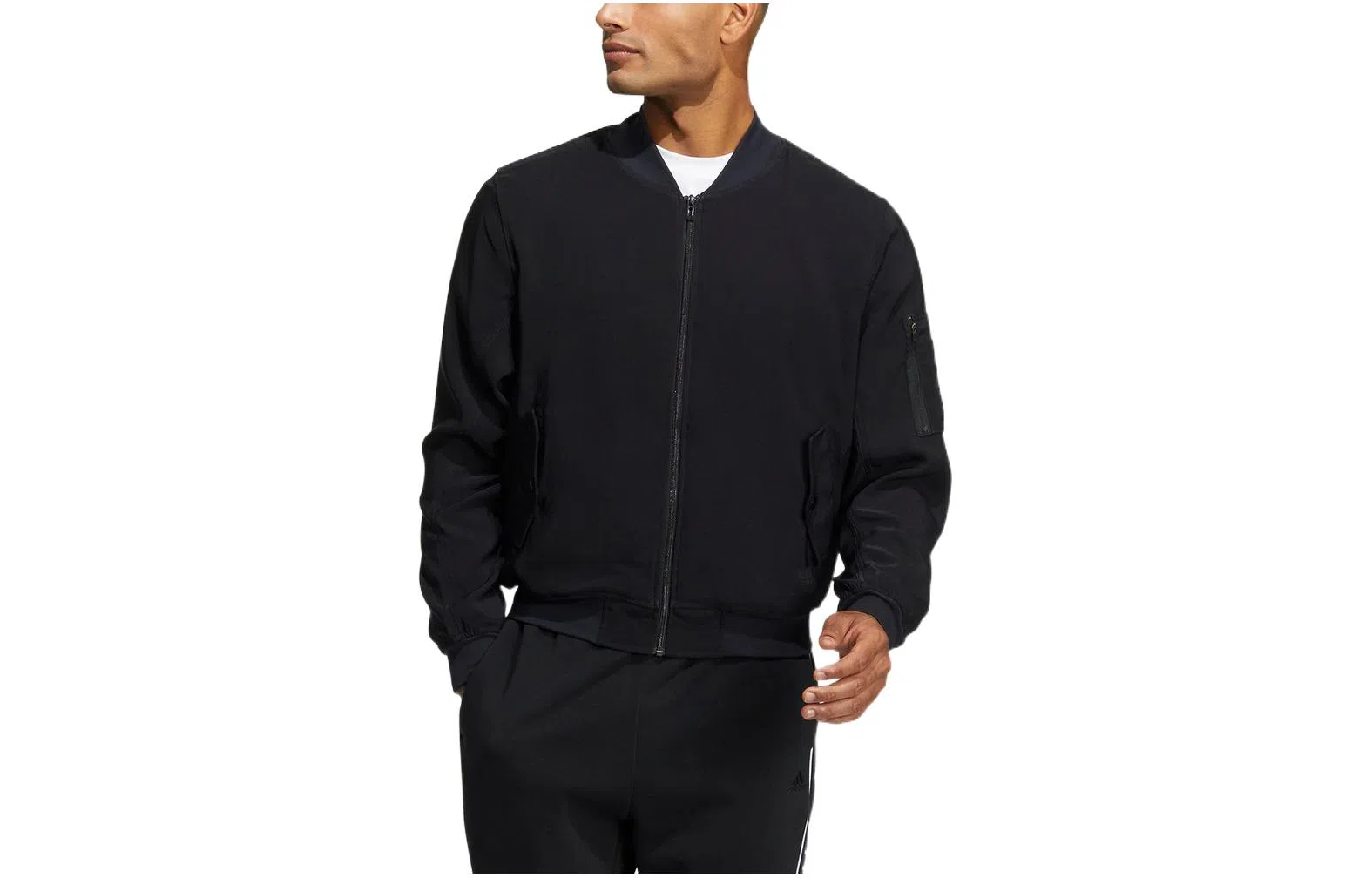 adidas Logo Print Zip Jacket Black