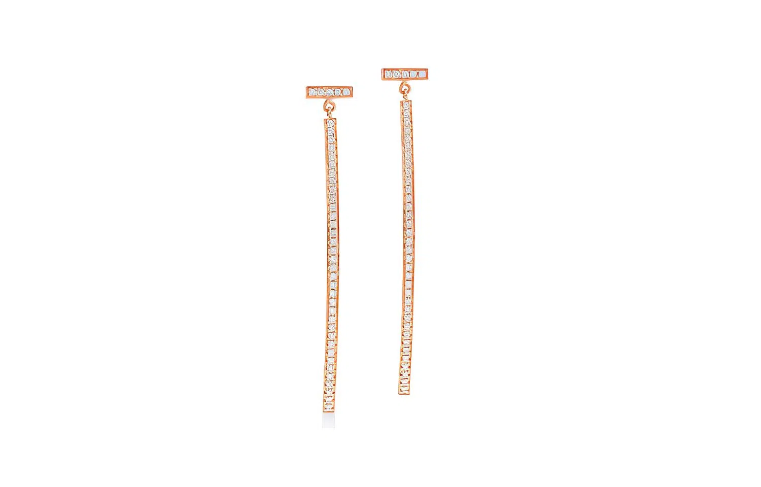 Tiffany & Co. T Series Full Diamond T Bar Earrings 18K Rose Gold