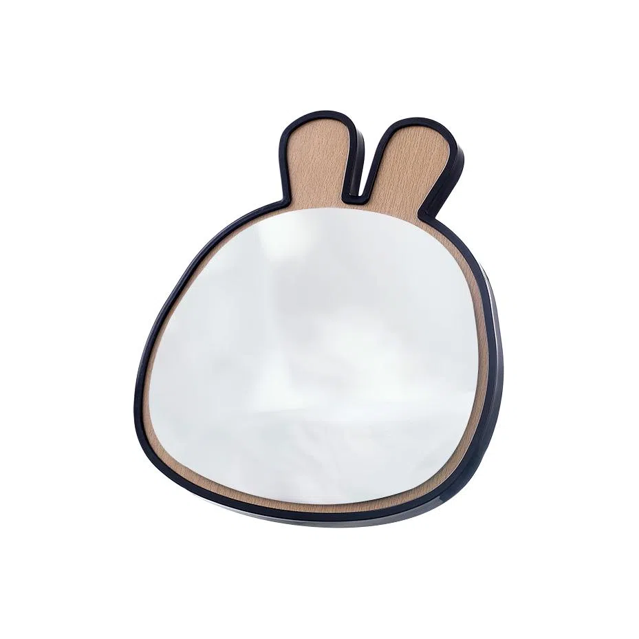 米甜兔 兔耳朵木质包边化妆镜 便捷