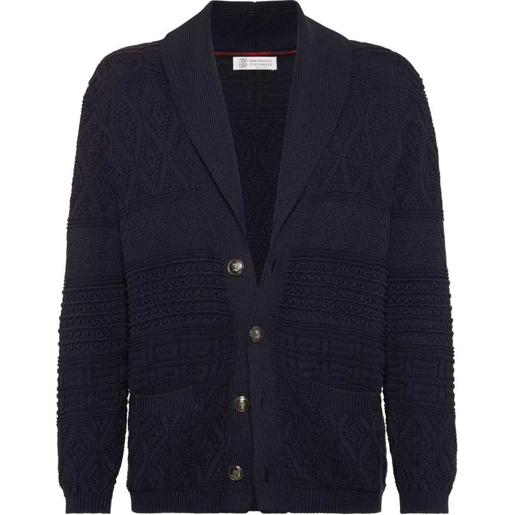 Brunello Cucinelli Navy Knit Cardigan