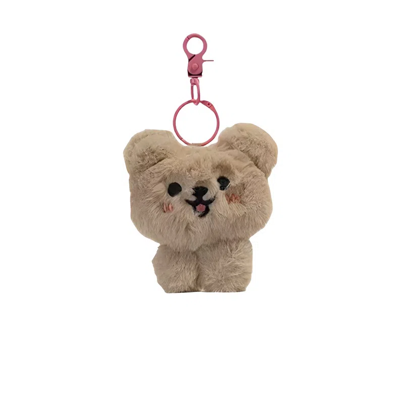 丹琴 粉色蝴蝶结泰迪熊 可爱卡通开心小熊背包钥匙扣挂饰书包包挂饰 毛绒 挂件 男女同款情侣款