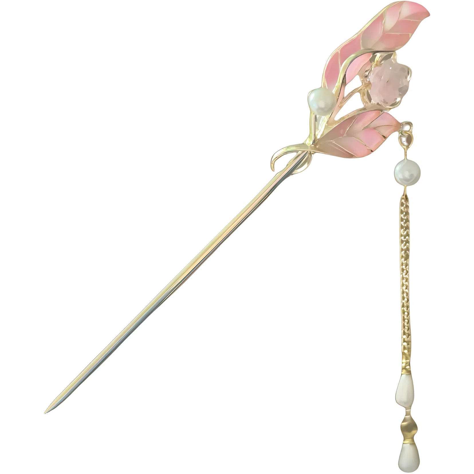 【挽君心】 指尖瑰宝 新中式国潮古风 树叶发钗步摇高级感盘发简约花朵流苏发饰汉服旗袍优雅气质 镀银 发簪 女款