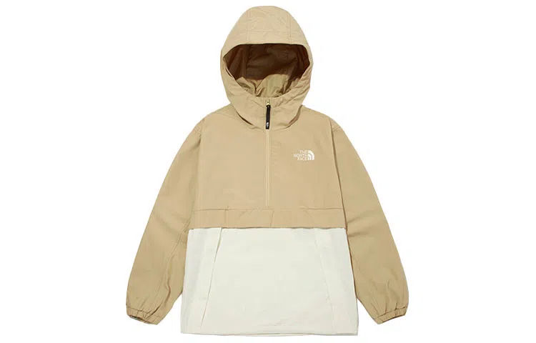 The North Face Half-Zip Colorblock Hoodie Jacket Khaki