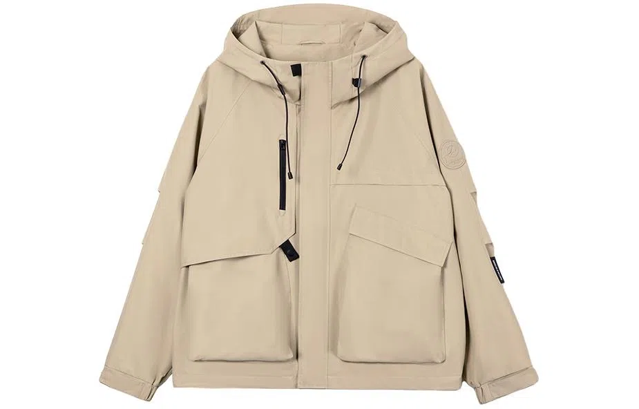 鸭鸭  纯色宽松连帽  防风冲锋衣 男女同款