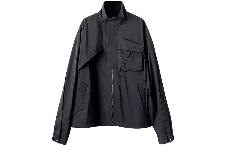 幻象者 日系简约立体袋工装立领宽松夹克外套 男女同款 黑色