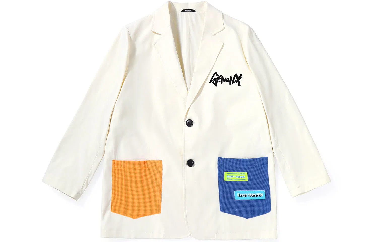 GENANX Asymmetric Colorblock Pocket Blazer