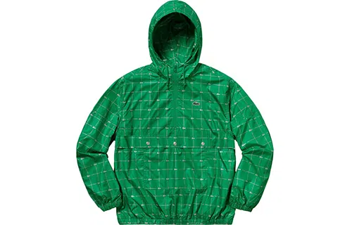 Supreme SS18 Reflective Grid Nylon Anorak Green