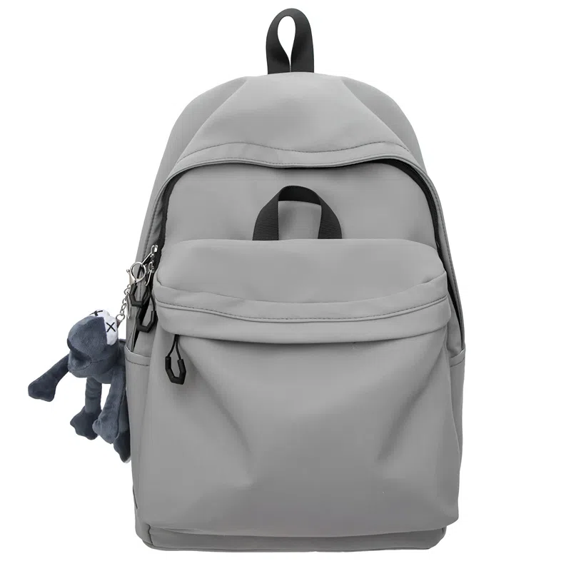 單倉 简约休闲设计感初高中学生旅行百搭大容量轻便书包 尼龙 背包双肩包 男女同款情侣款 白色/灰色/蓝色/卡其色/黑色