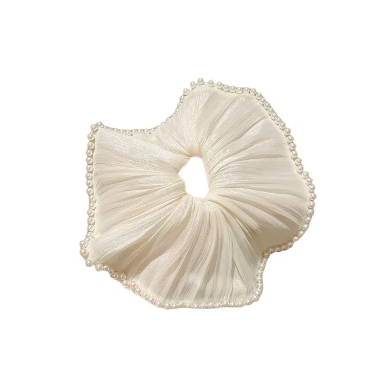 水中玉 韩系超大仿珍珠网纱大肠 扎头 慵懒风 皮筋 头绳 女款