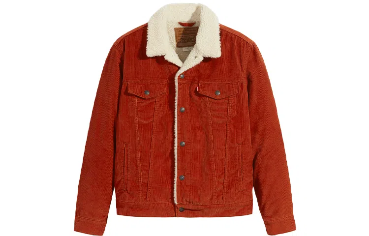 Levi's Faux Corduroy Collar Denim Jacket Red