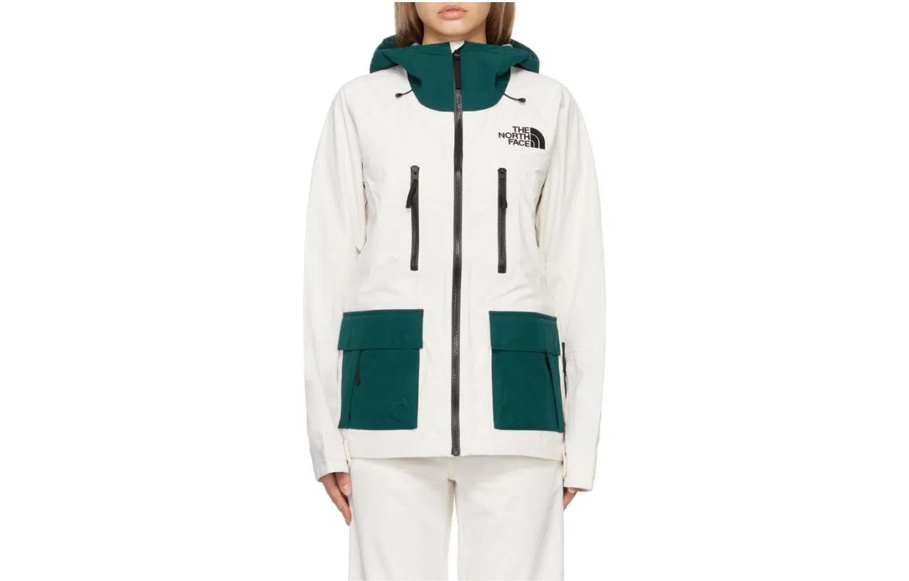 The North Face Logo Print Zip Hoodie White