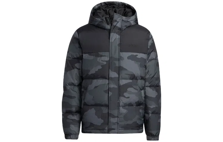 adidas Neo Zip-Up Camouflage Hoodie Down Jacket Black