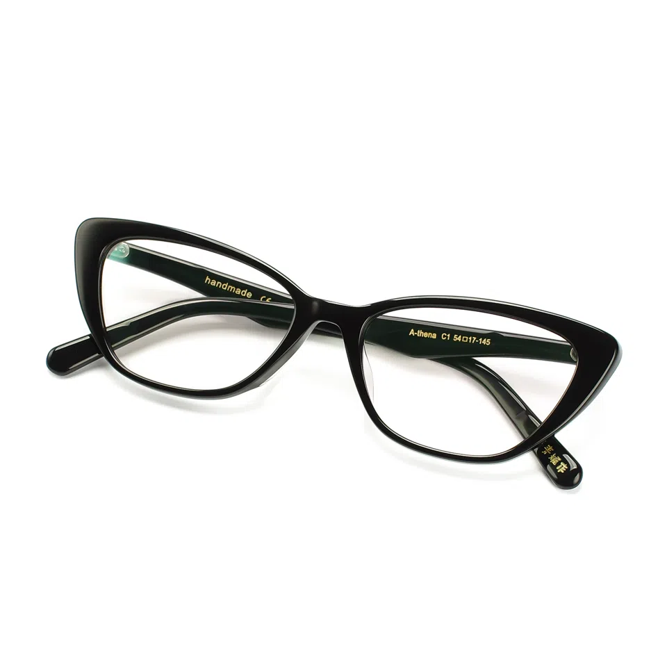 青雉作 高颧骨显脸小复古倒梯形 酷酸板材 猫眼 光学镜架 女款 玳瑁色 黑色