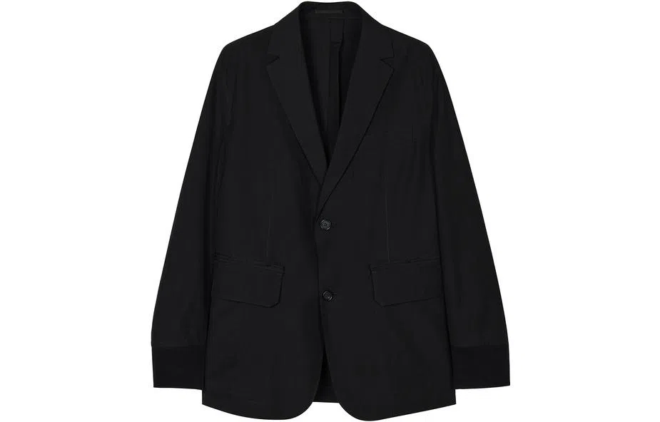 速写 纯色拼接平驳领西装 男款 黑色