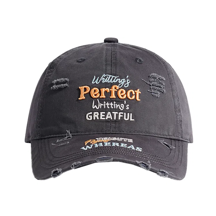 浪莎 日系复古磨破做旧重磅字母刺绣户外休闲工装慵懒风防晒遮阳时尚潮流百搭大头围显脸小 棉 鸭舌帽 男女同款情侣款