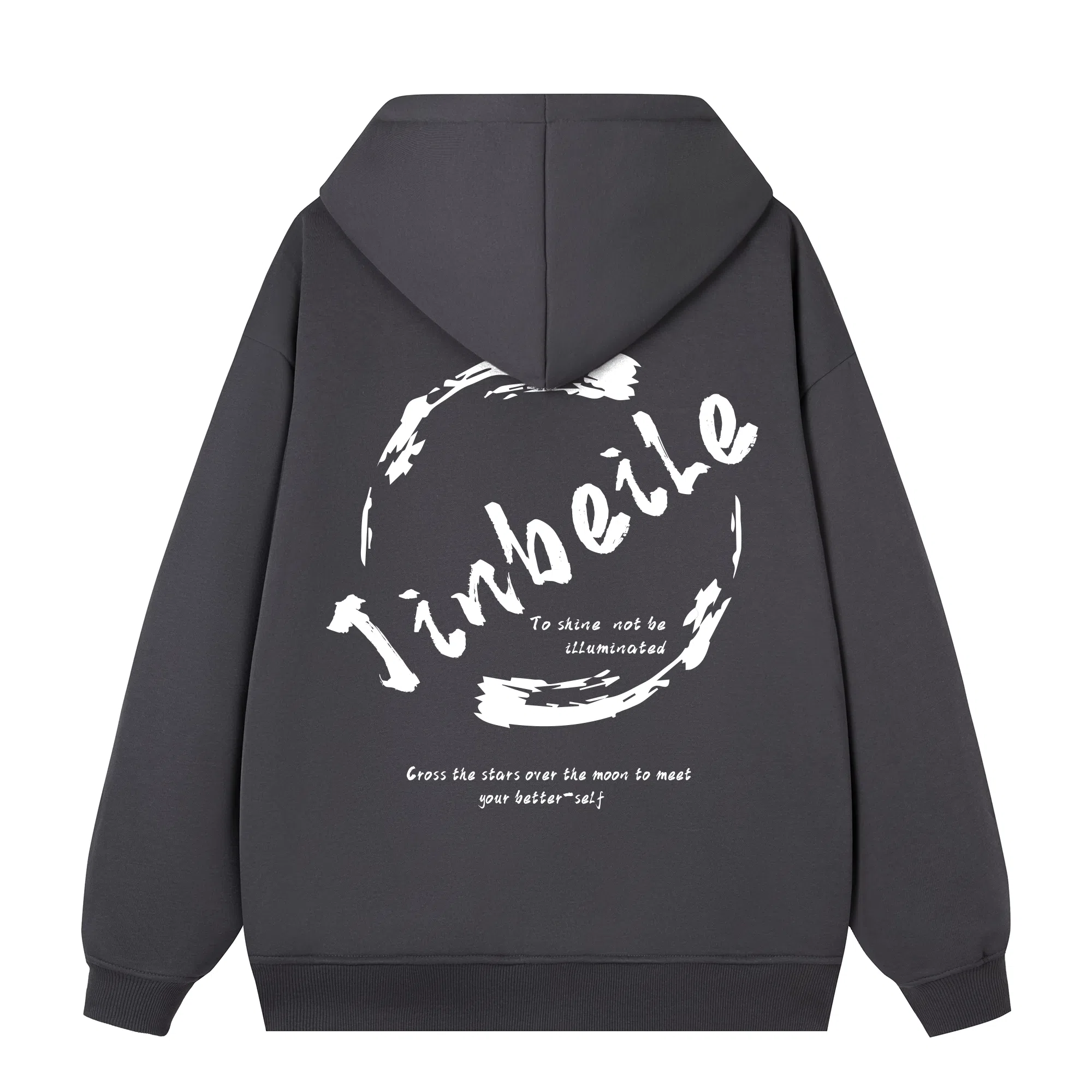 金贝勒 美式简约字母印花连帽宽松落肩加绒加厚卫衣 男女同款