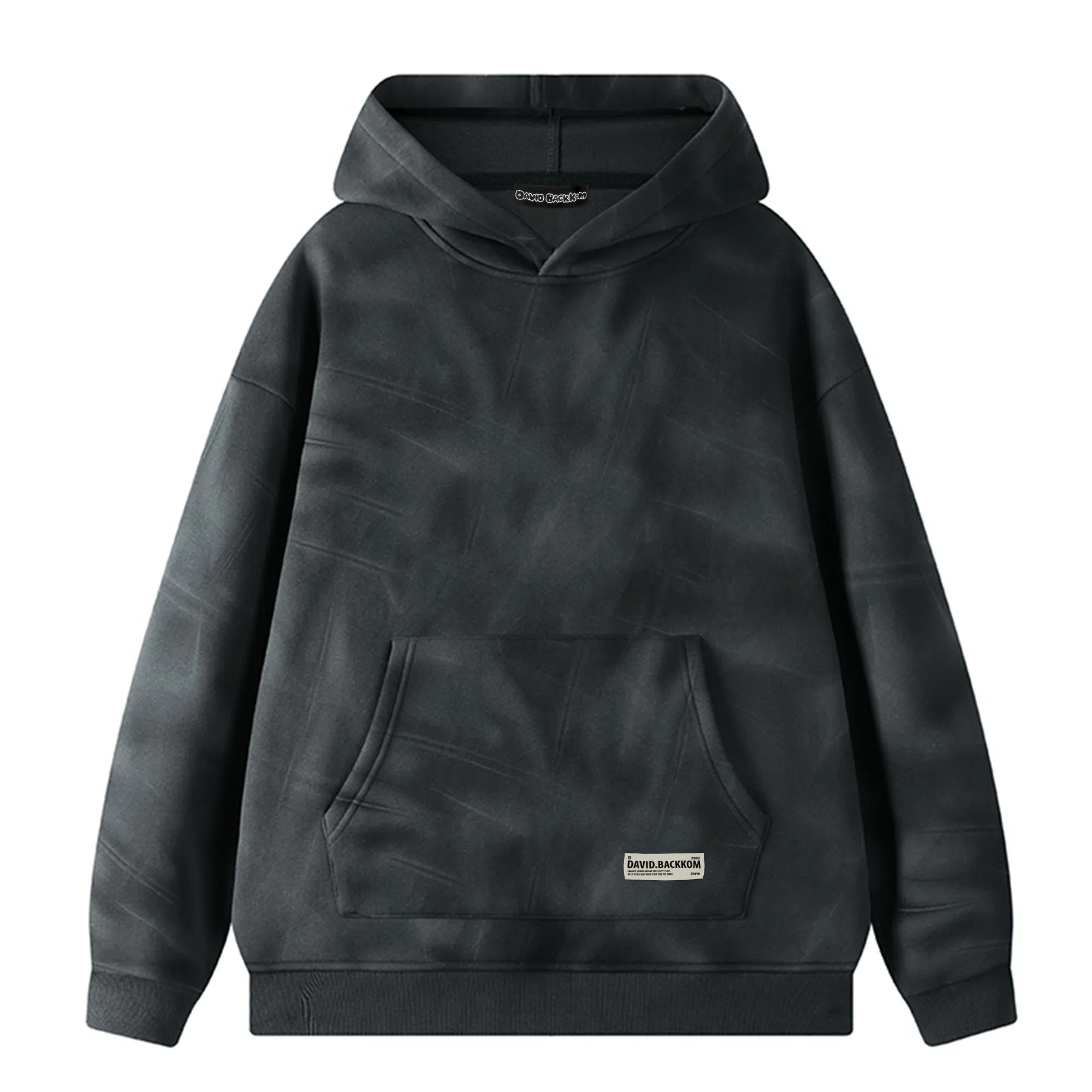 大卫贝肯 美式高街纯色宽松休闲连帽长袖卫衣 男女同款 深灰