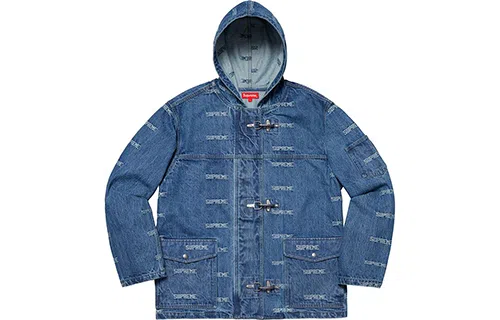 Supreme SS19 Logo Denim Turnout Jacket Denim Logo