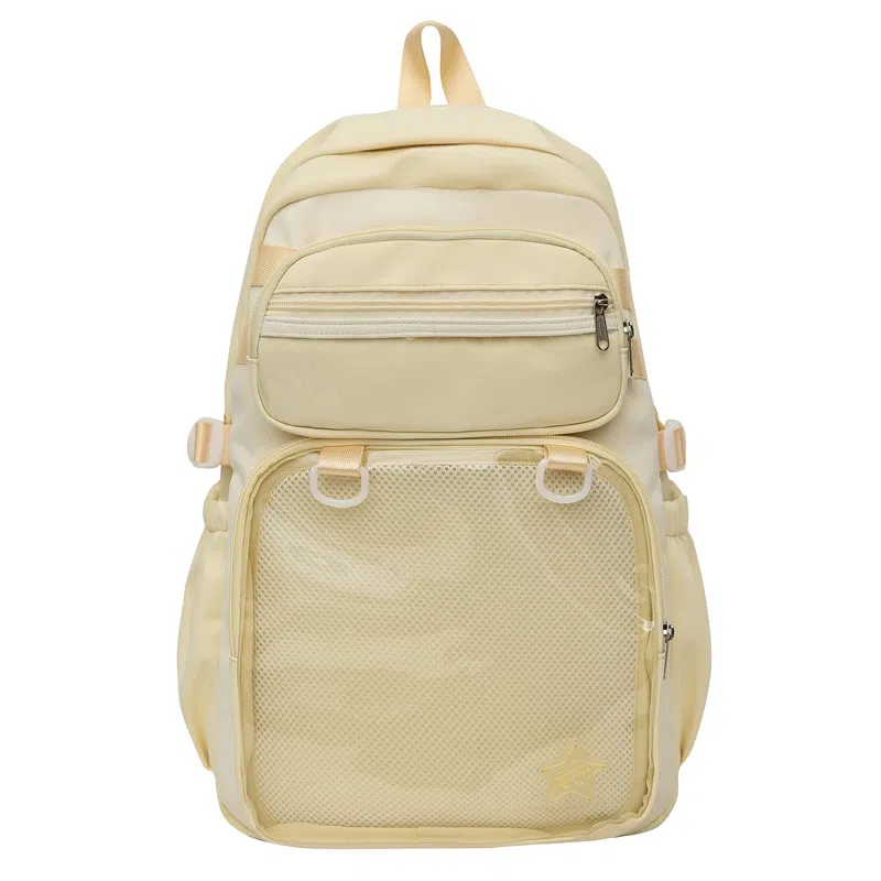 醇龙 百搭二次元透明吧唧校园学院风 棉 双肩包 女款