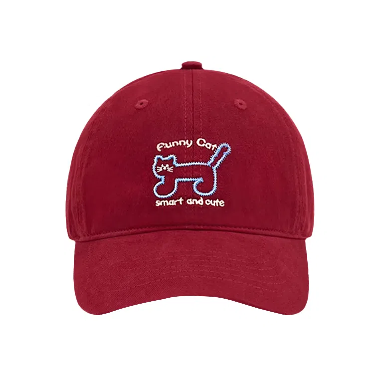 浪莎 日系可爱猫咪刺绣软顶春夏季户外出游休闲百搭学生大头围显脸小防晒遮阳 棉 鸭舌帽 男女同款情侣款