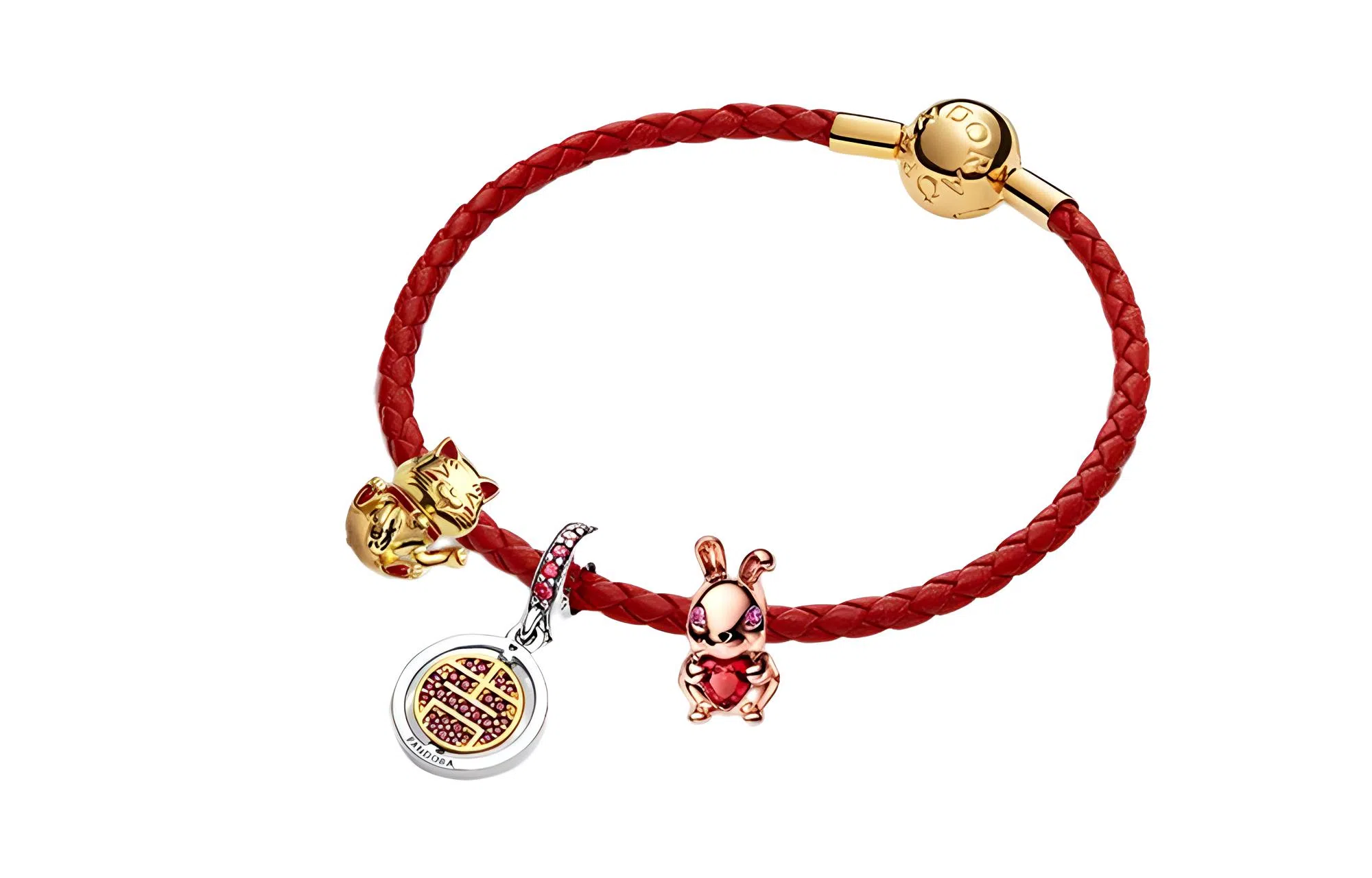Pandora Bracelet Set Red Rope