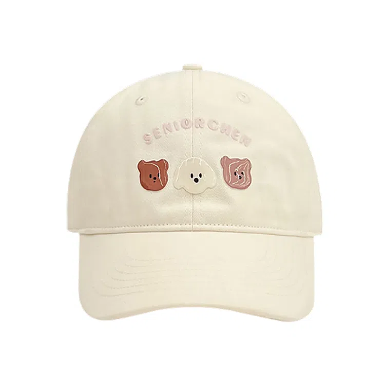 浪莎 日系可爱卡通小熊 轻薄透气户外出行防晒遮阳 时尚百搭大头围显脸小 棉 鸭舌帽 男女同款情侣款