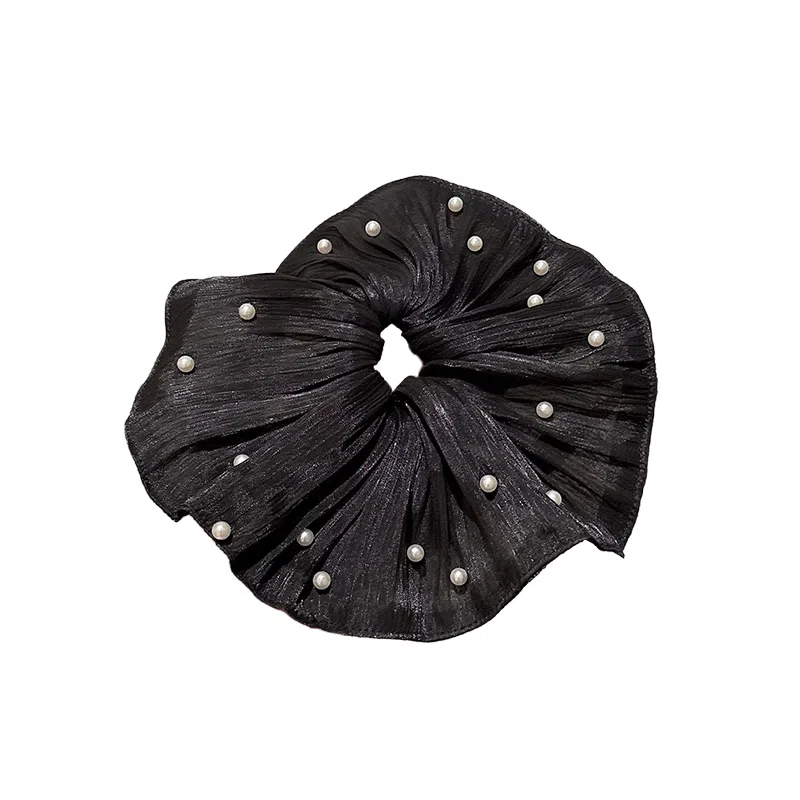 水中玉 超大号网纱仿珍珠大肠发圈扎头发褶皱肥肠发绳头花头饰 皮筋 头绳 女款