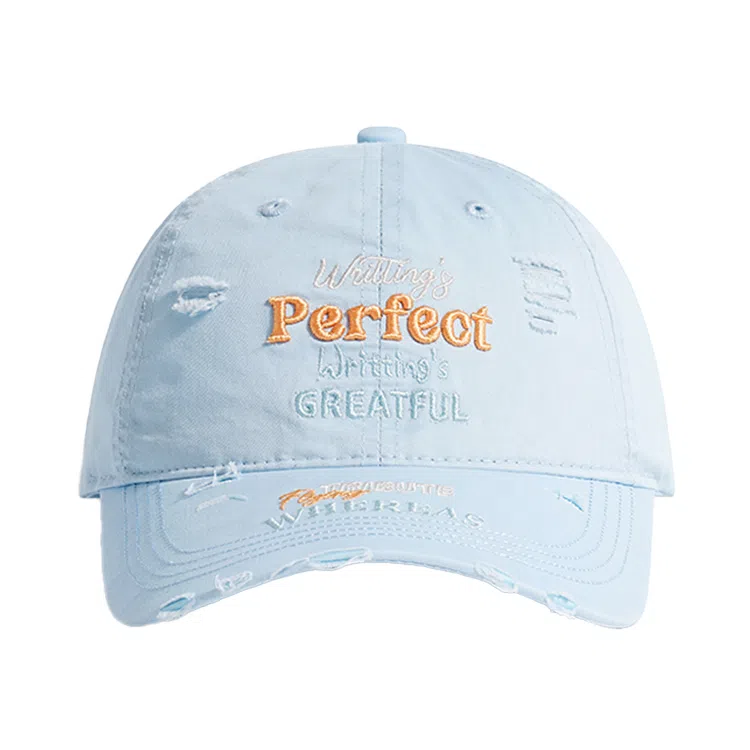 浪莎 日系复古磨破做旧重磅字母刺绣户外休闲工装慵懒风防晒遮阳时尚潮流百搭大头围显脸小 棉 鸭舌帽 男女同款情侣款