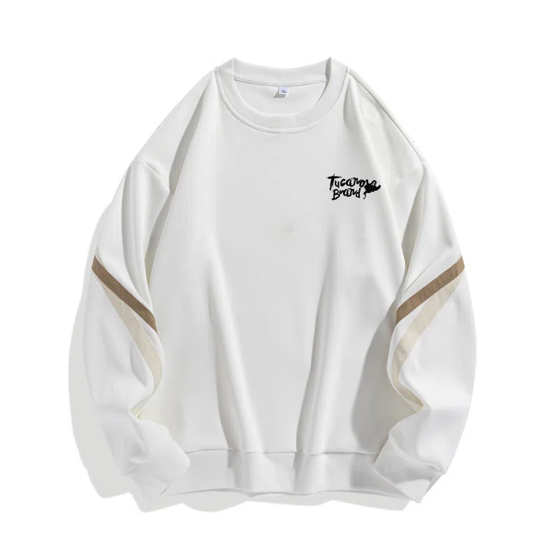 啄木鸟 美式复古宽松圆领长袖卫衣 男女同款 白色